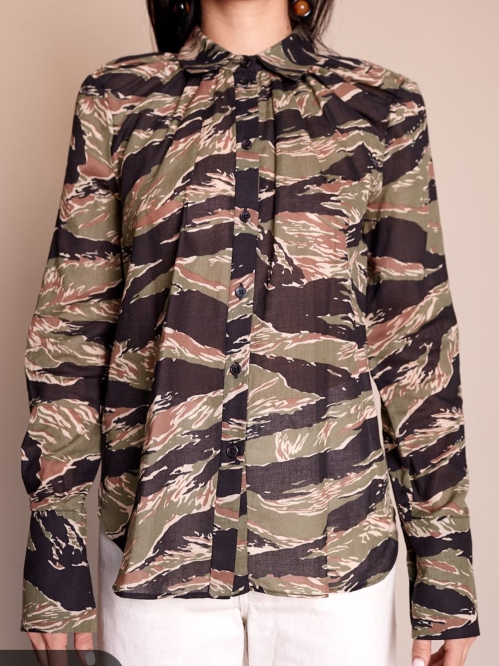 Rachel Comey ballad shirt - Camouflage Button-Up Shirt in Olive, Black, Tan